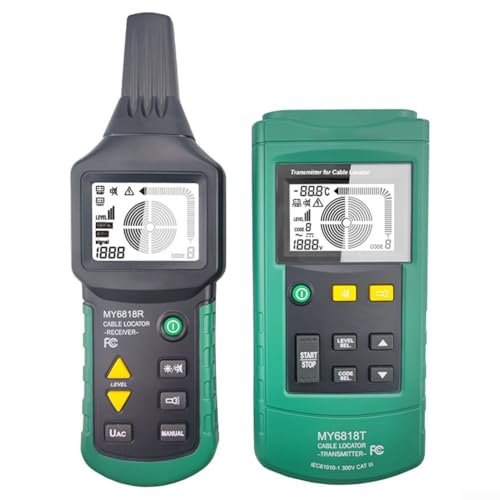GLFLOW MY6818 - Detector de cables digital profesional, localizador de tuberías de metal con pantalla LCD para cables subterráneos