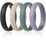 ThunderFit Women Breathable Silicone Bridal Rings Sets For Her, Wedding Bands - 4mm Wide, 1.5mm Thick - 1-12 Variety Multipack