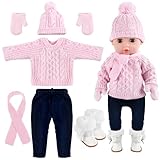 Puppenkleidung Winter 6-teiliges Set Weihnachten Puppen Kleidung Mütze, Pullover, Hose, Stiefel, Handschuhe, Schal Puppenkleider Winter Weihnachts