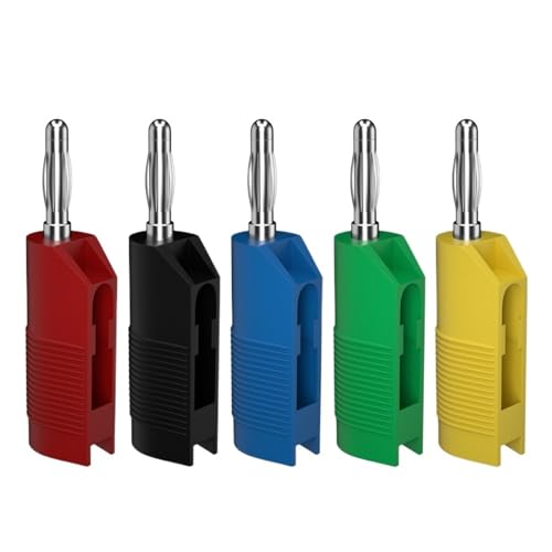 Fiche banane 4mm en cuivre nickelé empilable à vis J.10032 | Lot de 5 noires