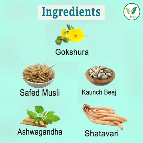 Iagrifarm Gokhru Chota, Safed Musli, Kaunch Beej, Ashwagandha and Shatavari Powder (Pack of 5, each 100g)