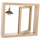 Alipis Doppelseitiger Drehbarer Holz Bilderrahmen mit Beleuchtung Kreative Fotodarstellung für...