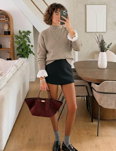 Image of MEROKEETY Women's Turtleneck Long Sleeve Sweater 2025 Fall Cozy Knit Loose Casual Trendy Pullover Tops Winter Clothes