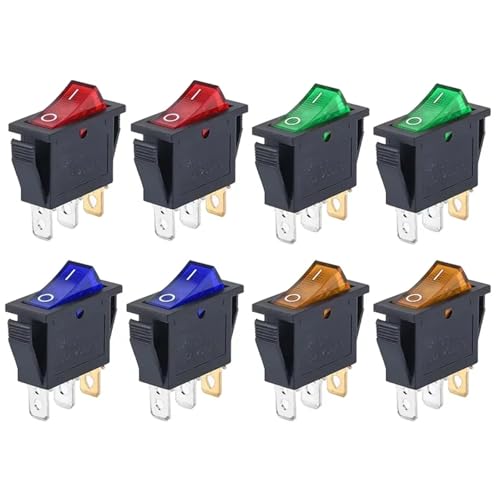 Interrupteur à bascule KCD3 3 broches ON-OFF lumineux type bateau pour équipement électrique x8