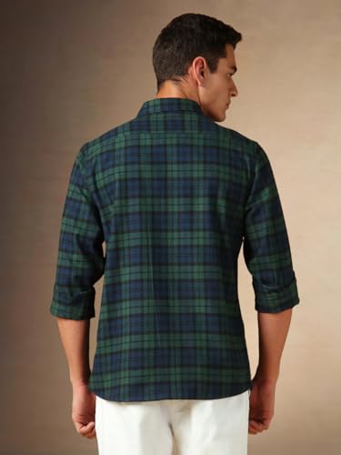 Image of Dennis Lingo Men Flannel Check 100% Cotton Relaxed Fit Full Sleeves Shirts
