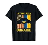 Support Ukraine I Stand with Ukraine Ukrainian Flag US Flag T-Shirt