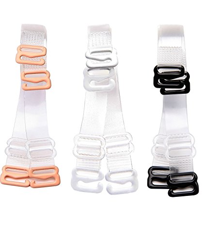 Wingslove 3 Pairs Clear Crystal Invisible Replacement Adjustable Bra Shoulder Straps(3Pairs-10mm Width, Transparent)