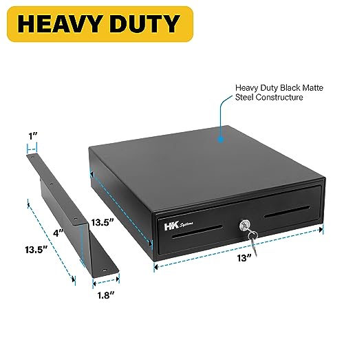 HK SYSTEMS Gaveta de dinheiro aberta SAFE33.0 cm, preta, resistente, 4B5C, com suporte de metal para