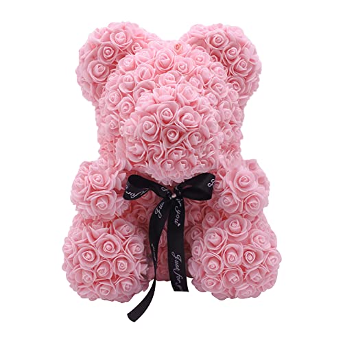 Oso de rosa, rosa eterna, flores artificiales de oso rosa, oso de peluche con ramo de rosas, San Valentín rosa oso, regalos para mujeres, novia/niña Oso de rosa, rosa eterna, flores artificiales de oso rosa, oso de peluche con ramo de rosas, San Valentín rosa oso, regalos para mujeres, novia/niña