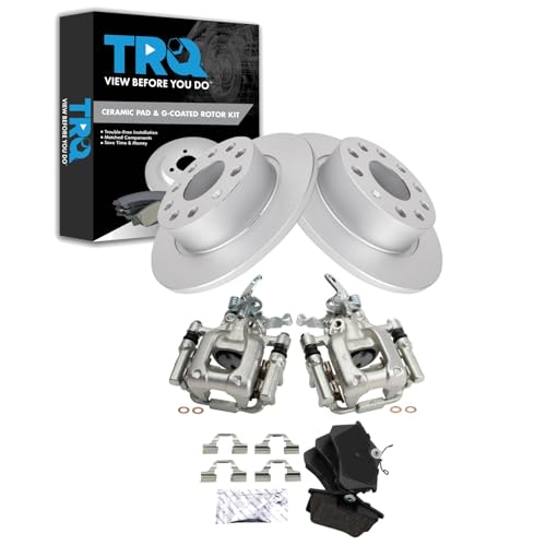 Image of TRQ Rear Brake Pad and Rotor Set Ceramic G Coated Solid Rotors Calipers | For 2013 Volkswagen Beetle