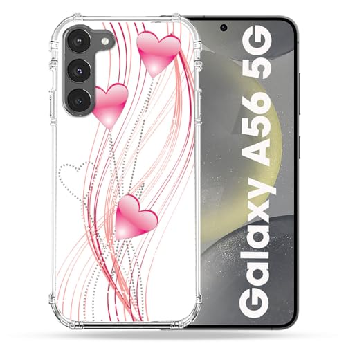 Coque renforcée Samsung A56 5G antichoc à motif cœur rose élégant