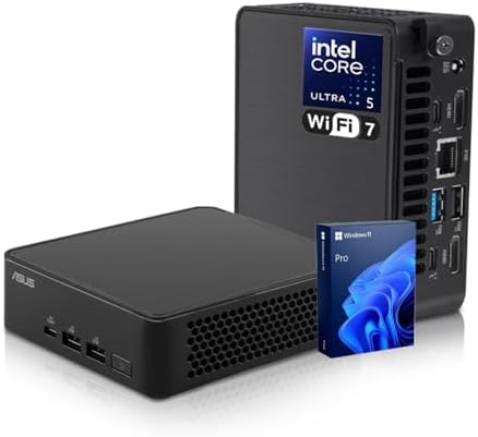 ASUS NUC 15 Pro Mini Desktop, Intel 14-Core Ultra 5 225H, 64GB DDR5, 1TB SSD, Wi-Fi 7, Support 4-Display 4K, Thunderbolt 4, HDMI, Bluetooth, Windows 11 Pro, Black, AI PC for Home/Business/Gaming