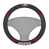 FANMATS - 15042 NFL San Francisco 49ers Embroidered Steering Wheel Cover, Black, Universal 15' Diameter