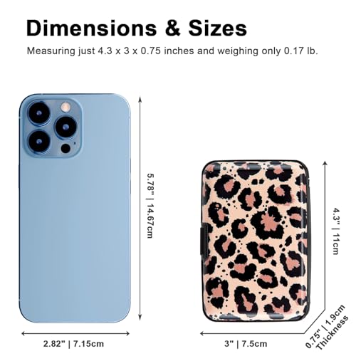 Image of Credit Card Holder, Metal Card Wallet RFID Blocking Mini Slim Aluminum Business Hard Card Case for Women Men (Leopard Skin Print)