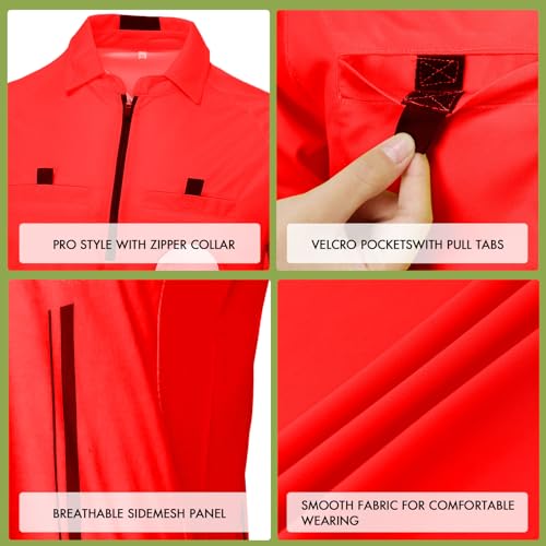 Pro Soccer Referee Shirt Jersey Kit Ref Costume for Men Womens Umpire Uniform Referee Wallet with Red & Yellow Card