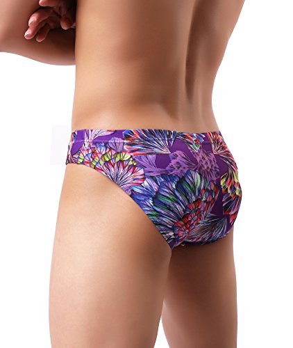 WINDAY Men's Briefs Ice Silk Triangle Bikinis Underwear print Breathable Briefs4