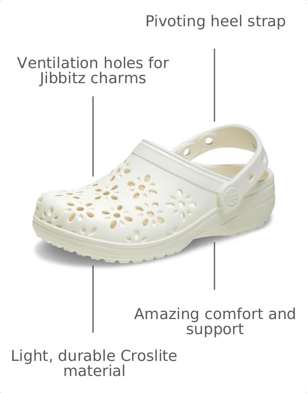 Image of Crocs Unisex-Child Classic Clogs with Floral Cut Out Design, Kids and Toddler Shoes