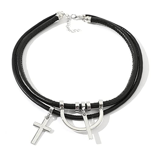 K Anime Tokyo Mitani Cosplay Necklace - Black Layered Leather Chain Creative Decor Comic Choker For Men Boys Acessories, Jewelry Gifts For Manga Fans #TOP6