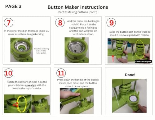 UPISON Máquina de Fazer Botões de 75 Mm, Kit de Fabricação de Botão de Pressão de Crachá Verde de 3