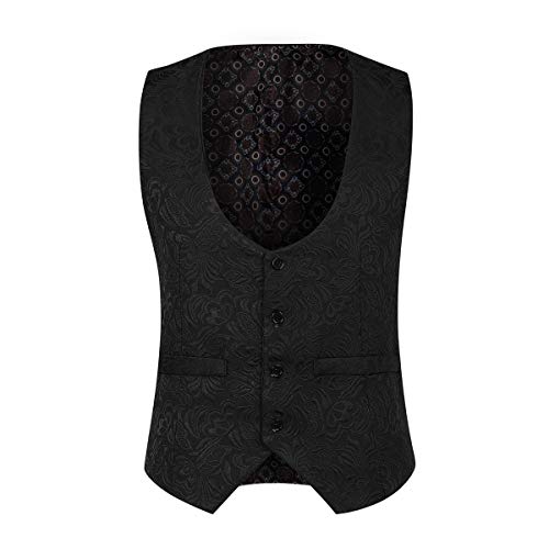 YFFUSHI Men's 3 Piece Suit Slim Fit Jacquard Tuxedo One Button Shawl Collar Jacket Vest & Trousers3