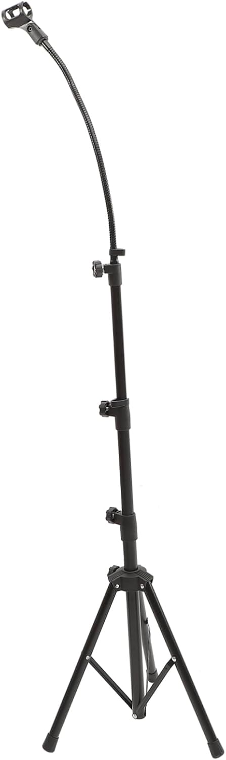 Yardwe Adjustable Floor Microphone Stand Telescoping Tripod Mic Holder for Stage Live Streaming Recording Universal Compatibility