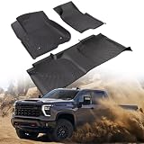 CreekT® for Chevy Silverado for GMC Sierra Floor Mats 2019-2025 2026 (Crew Cab Only, Fit with Rear Under-Seat Storage), All Weather Floor Mats for 1500/2500HD/3500HD Denali Bucket Seating Accessories