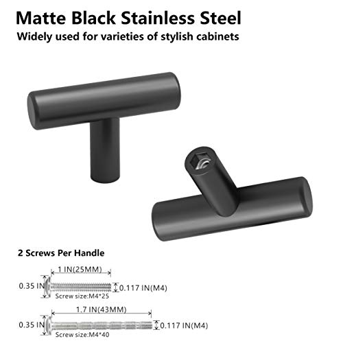 10 Pack Black Cabinet Knobs - DIYZON Stainless Steel Modern Style Cabinet Handles - 50mm Kitchen Cabinet Hardware Single Hole Drawer Knobs - Thumbnail 3
