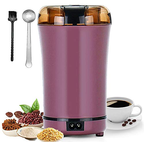 Macinacaffè Elettrico, Macinacaffè con lama in Acciaio Inossidabile da 300W, Piccolo, Portatile e Compatto, per Spezie, Pepe, Erbe (Spazzola per la Pulizia e Caffè Cucchiaio inclusi)