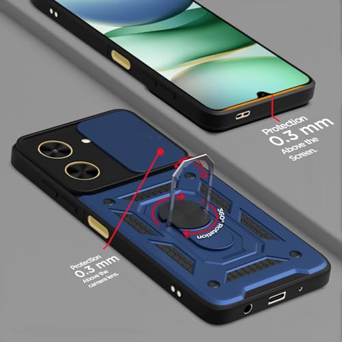 Image of Luxe Back Cover for Redmi A5 / Poco C71 | D10 Tough Armor Case | Sliding Camera Shield | 360 Protection | Kickstand Ring Holder | Military-Grade Shockproof Bumper Case