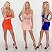 GOBLES Women's Sexy Bodycon Spaghetti Strap Ruched Lace Up Mini Club Dress Orange
