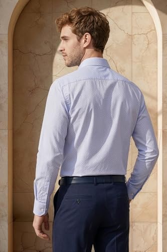 Image of Louis Philippe Men's Slim Fit Easy to Iron Everyday wear Premium Cotton Full Sleeve Textured Formal Shirt