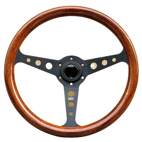 Volante Deportivo de Coche Clásico 14 Pulgadas, Madera, Plato Modificado (Black)