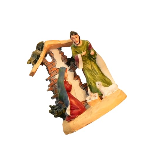 yanwuwa Figuras de belén de Navidad, estatua de resina con estatua estable de la Sagrada Familia, centros de mesa, decoración del hogar, figuras de Navidad