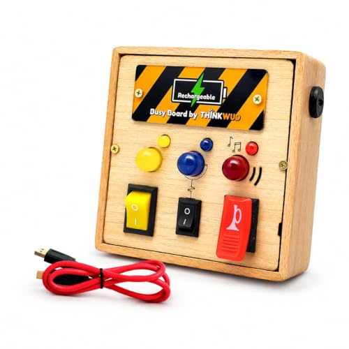 Image of BusyBoard Mini (Rechargeable), Montessori Busy Board for Toddlers 1-6 Years, Sensory Toy with Lights & Switches, Fine Motor Skills, Hand Eye Coordination, Screen-Free Travel Toy, BIS Certified
