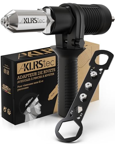 KLRStec® Adaptateur de rivets aveugles à pinces à riveter - Embouts à riveter pour visseuse sans fil et perceuse