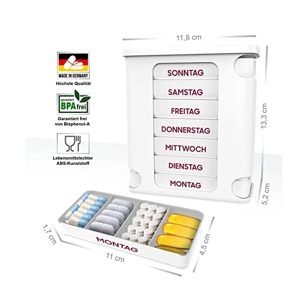 Kindersichere Sicherheitsdose | Medikamentenbox mit Schutzverschluss - sichere Aufbewahrung von Tabletten und Pillen – Bild 5