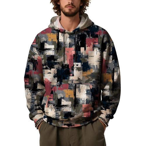 Mens Graphic Hoodies Novelty Camo Sweatshirts Hooded Tactical Long Sleeve Pullover Tops Fall Casual Outfits