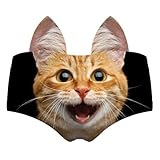 Women's 3D Funny Animal Look Underwears Sexy Naughty Briefs With Cute Ears,Crazy Eyes Cat Black,L