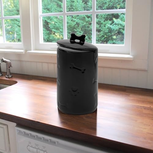 Dog Treat Container Airtight - 9"x5" Ceramic Big Treats Jar with Lid(Black) by NIXBYO - Used condition - Image 5