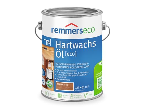 Remmers Hartwachs-Öl [eco] teak, 2,5 Liter, für innen, natürliche Basis, 3in1: Beize, Öl und Versiegelung in einem, rutschhemmend, vegan
