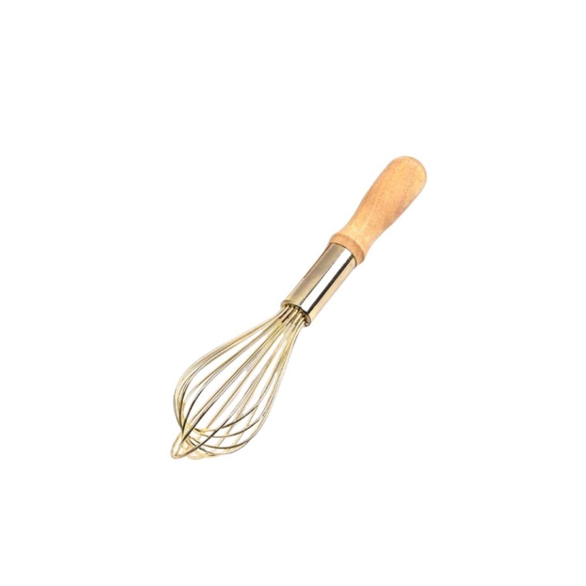 Batidor Varillas Cocina Batidora De Cocina For Cocinar Batidora De Mano Batidora De Leche Batidora De Huevos con Mango De Roble Manual Barillas Batir Batidor De Huevo(Gold,12inch)
