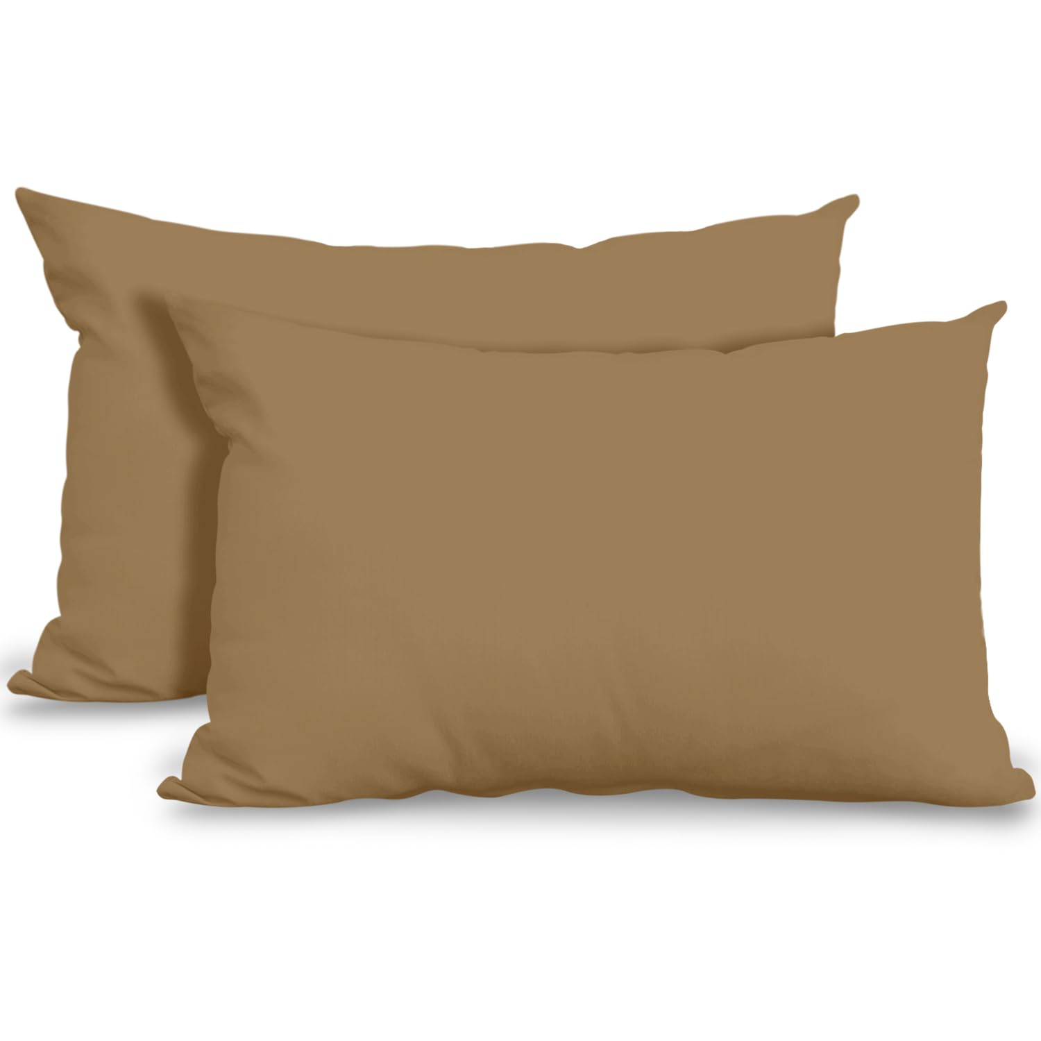 GC GAVENO CAVAILIA Super Soft Pillow Cases 2 Pack - Anti Allergic & Breathable Polycotton Pillow Covers with Envelop Closure - Washable Standard Pillowcases (50x75cm) - Mocha