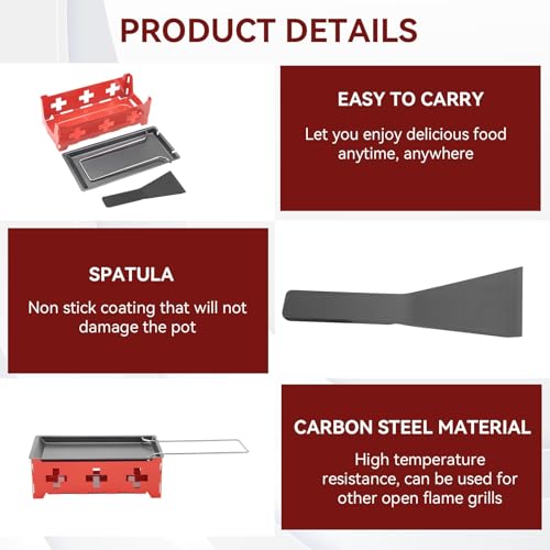 Raclette Grill, Portable Candlelight Cheese Raclette Non Stick Rotaster Baking Tray Stove Set Home Kitchen Grilling Tool - Image 5