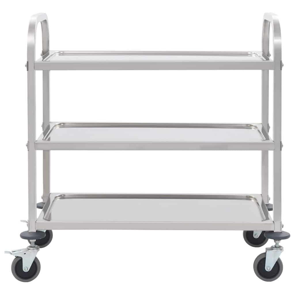 Carro de cocina de 3 niveles 96,5x55x90 cm acero inoxidable