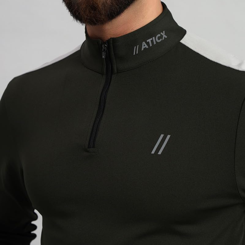 Image of ATICX Polyester Full Sleeve Compression High Turtle Neck Sports Jersey T Shirt for Men - Quick Dry Fit Gym Workout Top for Running, Swimming, Training, Cycling, Football, Badminton