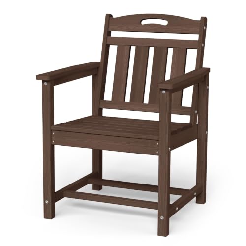 Image of Outdoor Patio Dining, All-Weather HDPE Chair Fade-Resistant, and Low Maintenance for Backyard, Garden, or Patio, Brown
