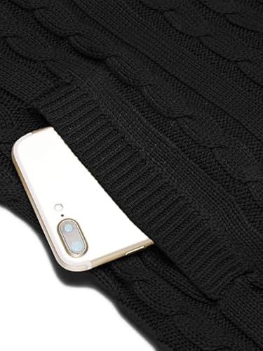 Image of TYSORT Men's Cotton Full Sleeve High Neck Full Zipper Sweater for Men, Cable Knitted Cardigan for Men