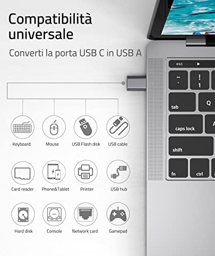 Syntech Adattatore da USB C a USB [2 pezzi], Adattatore USB Type C, Conversione da Thunderbolt 4/3 a USB 3.1/3.0/2.0 per MacBook Pro 2021 MacBook Air 2020, Galaxy S9/S8/Tab S3, Dell XPS