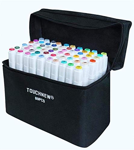 Marbeine, TouchFive TouchNew, Marker Génération, 5 set di 80 evidenziatori a doppia punta in una custodia (come nellimmagine) nero