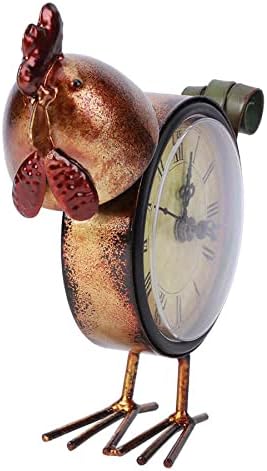 European Vintage Style Chicken Shaped Iron Clock Desk Clock Retro Table Clock Home Ornament Craft Table Clock